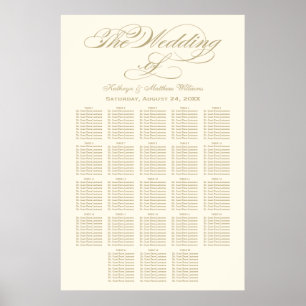 Elegante Gold Calligraphy Seating Chart Poster