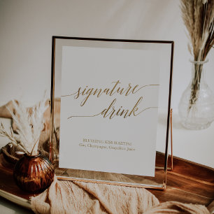 Elegante Gold Calligraphy Signature Drink Sign Poster