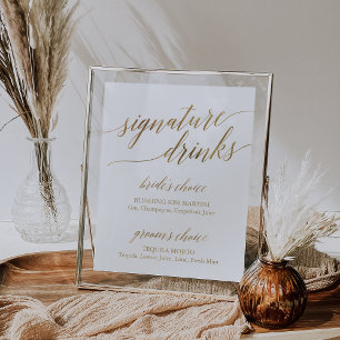 Elegante Gold Calligraphy Signature Drinks Signatu Poster