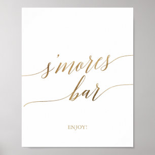 Elegante Gold Calligraphy S'mores Bar Sign Poster