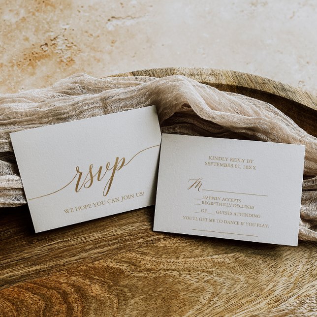 Elegante Gold Calligraphy Song Request RSVP Card (Von Creator hochgeladen)