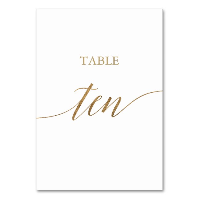 Elegante Gold Calligraphy Table 10 Tischnummern (Vorderseite)