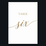 Elegante Gold Calligraphy Table 6 Tischnummern<br><div class="desc">Dieser elegante Goldkalligraphietisch aus sechs Tischnummern eignet sich perfekt für eine einfache Hochzeit. Das neutrale Design besticht durch eine minimalistische Karte, die mit romantischen und skurrilen Imitaten mit Goldfolien-Typografie dekoriert ist. Die Karte druckt auf der Vorder- und Rückseite (beidseitig). Andere Tischnummern in der Sammlung werden separat verkauft. Bitte beachten Sie:...</div>