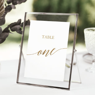 Elegante Gold Calligraphy Table One Tischnummer