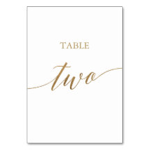 Elegante Gold Calligraphy Table Two Tischnummer