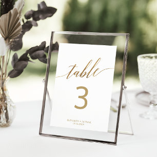 Elegante Gold Calligraphy Tischnummer