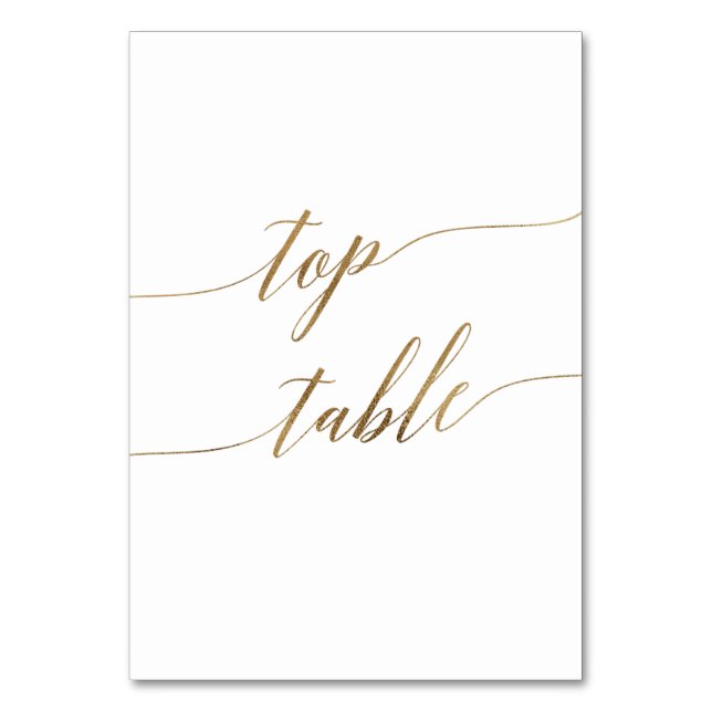 Elegante Gold Calligraphy Wedding Top-Tischnummer Tischnummer (Vorderseite)