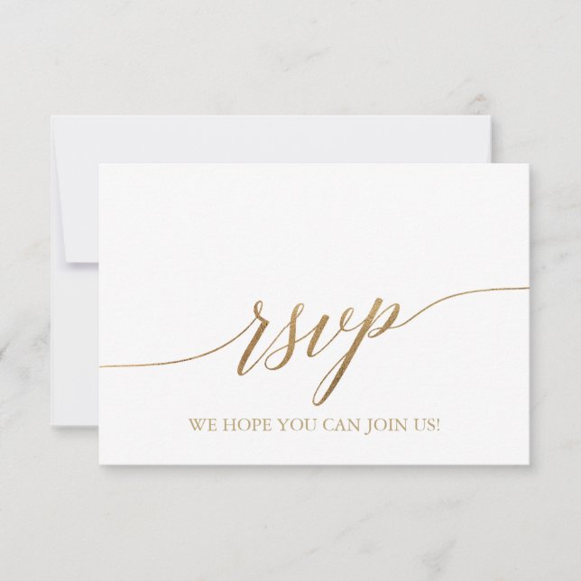 Elegante Gold Calligraphy Wedding Website RSVP Car Karte (Vorderseite)