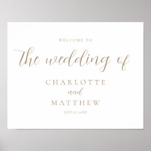 Elegante Gold Calligraphy Welcome Wedding Poster