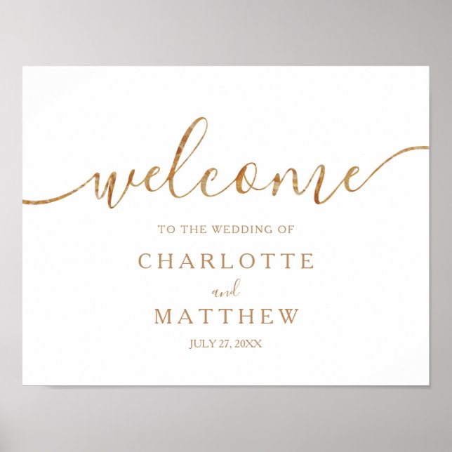 Elegante Gold Calligraphy Welcome Wedding Poster (Vorne)