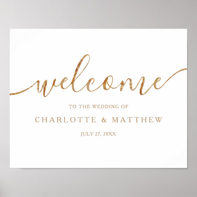 Elegante Gold Calligraphy Welcome Wedding Poster (Vorne)
