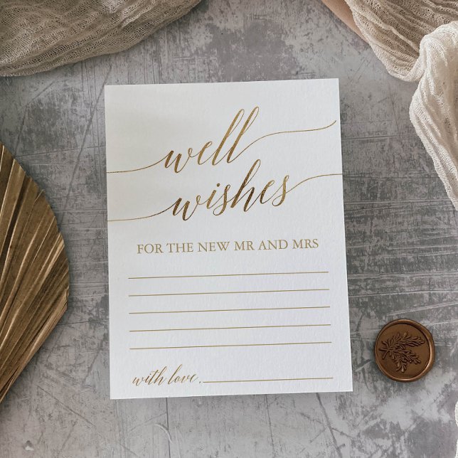 Elegante Gold Calligraphy Well Wishings Cards Postkarte (Von Creator hochgeladen)