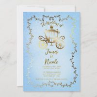 Elegante Gold Carriage Blue Storybook Hochzeit