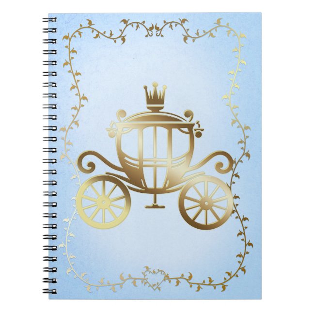 Elegante Gold Carriage Blue Storybook Princess Notizblock (Vorderseite)