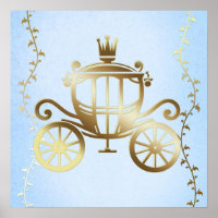 Elegante Gold Carriage Blue Storybook Princess