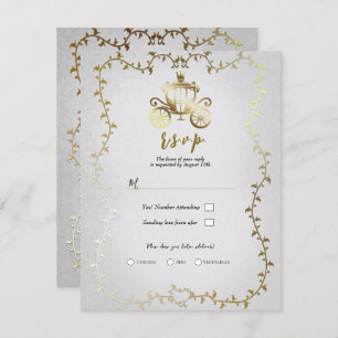 Elegante Gold Carriage White Storybook Wedding RSV Einladung