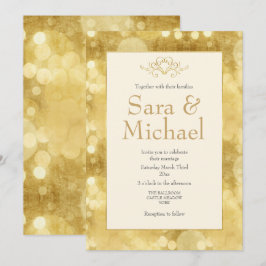 Elegante Gold Champagne Einladung zur Hochzeit