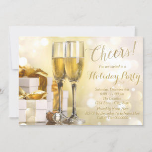 Elegante Gold-Champagne-Feier zur Weihnachtszeit Einladung