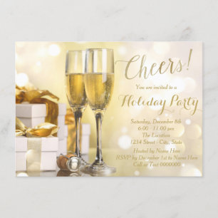 Elegante Gold-Champagne-Feiertagsfeier Einladung