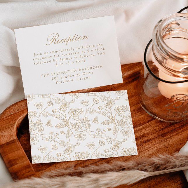 Elegante Gold Chinoiserie Florenz Begleitkarte (Von Creator hochgeladen)