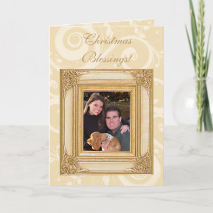 Elegante Gold Christlich Foto Weihnachtskarte, Ver Feiertagskarte