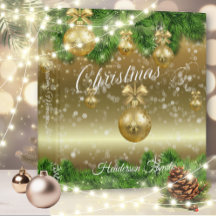 Elegante Gold Christmas Bulbs Foto Album 3 Ring Bi