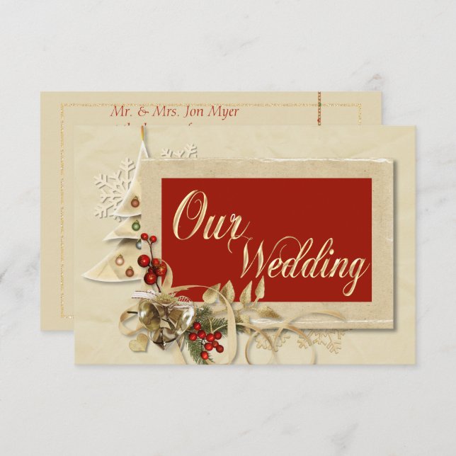 Elegante Gold Christmas Einladung (Vorne/Hinten)