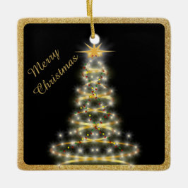 Elegante Gold Christmas Tree Black Keramikornament