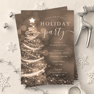 Elegante Gold Christmas Tree Company Holiday Einladung