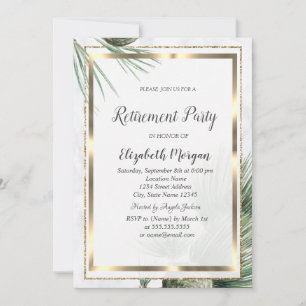 Elegante Gold Confetti Frame Pine Tree Pension Einladung