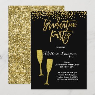 Elegante Gold Confetti Graduation Party Einladung