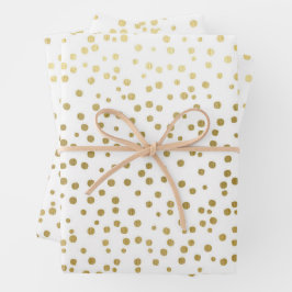 Elegante Gold Confetti Muster Wedding Geschenkpapier Set