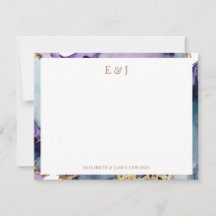 Elegante Gold Couple Initials Alcohol Ink Border