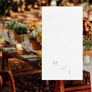 Elegante Gold Couple Script-Initials Hochzeit Serviette