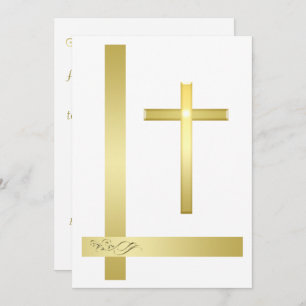 Elegante Gold Cross Taufe Einladung zur Weihnachts