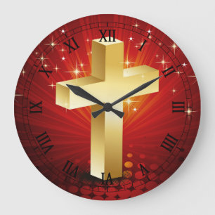 Elegante Gold Cross Weihnachtsmauer Uhr