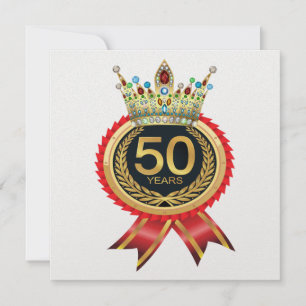 Elegante Gold Crown 50 Einladung