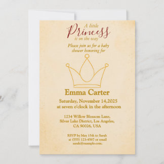 Elegante Gold Crown Baby Shower Einladung