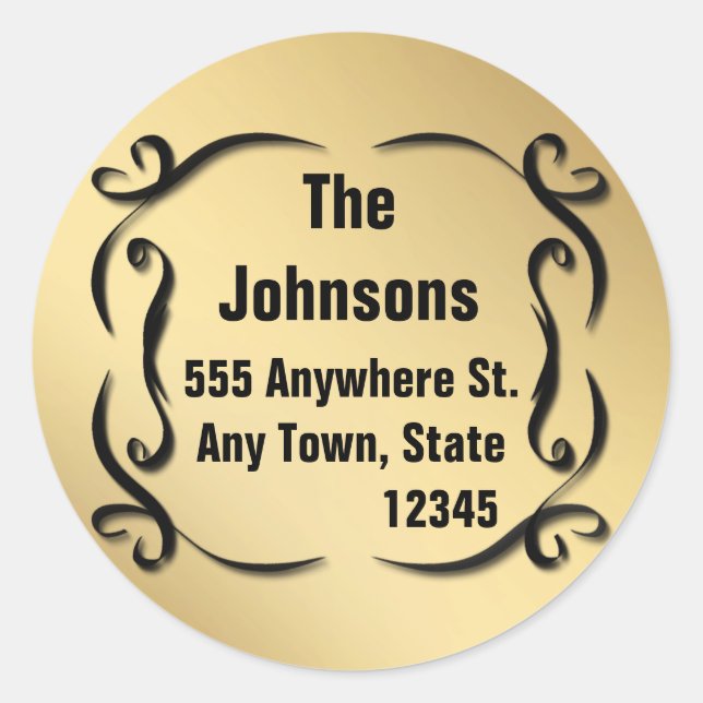 Elegante Gold Custom Address Siegel Stickers (Vorderseite)