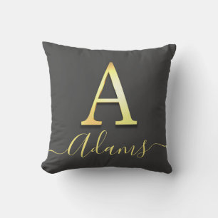 Elegante Gold Custom Monogram A Name Throw Pillow Kissen