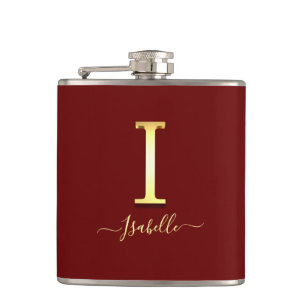 Elegante Gold Custom Monogram I Name Flask Flachmann