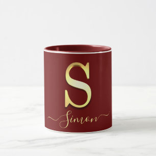 Elegante Gold Custom Monogram S Name Tasse
