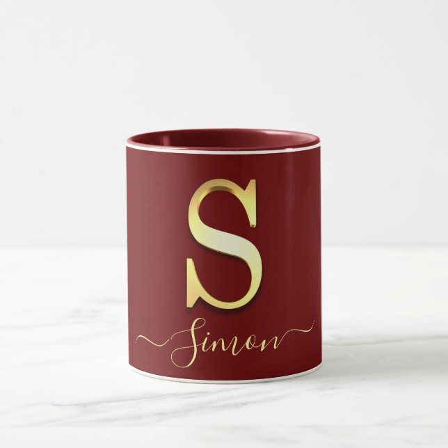 Elegante Gold Custom Monogram S Name Tasse (Zentrum)
