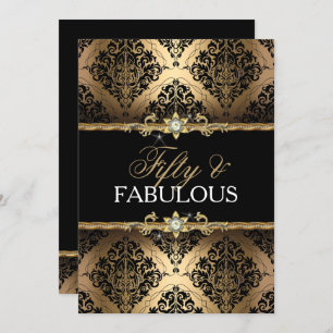 Elegante Gold Damask 50 und fabelhaft einladen Einladung
