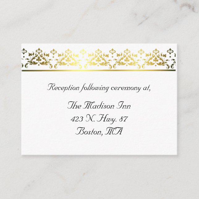 Elegante Gold Damask Hochzeitskarten Begleitkarte (Vorderseite)