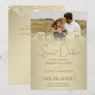 Elegante Gold Damask Save the Date Karte