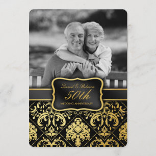 Elegante Gold Damast 50. Hochzeitstag Einladung