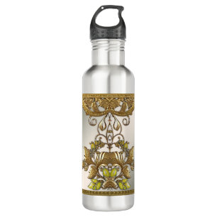 Elegante Gold Decorative Flasche mit Blumenwasser Edelstahlflasche