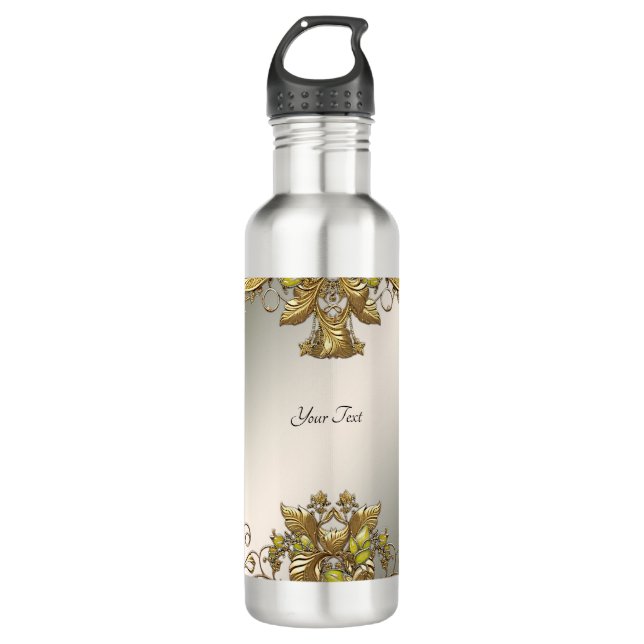 Elegante Gold Decorative Flasche mit Blumenwasser Edelstahlflasche (Vorderseite)