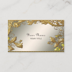 Elegante Gold Decorative Floral Business Card Visitenkarte